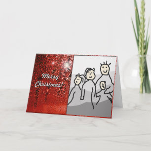 Cartão De Festividades Feliz Natal Vermelho com Foto