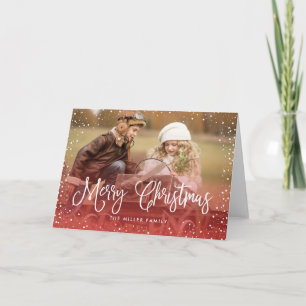 Cartão De Festividades Feliz Natal Vermelho de Neve