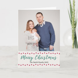 Cartão De Festividades Feliz Natal Vermelho e Verde Simples Foto Personal