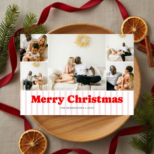 Cartão De Festividades Feliz Natal Vermelho Strike 7 Feriado Fotográfico