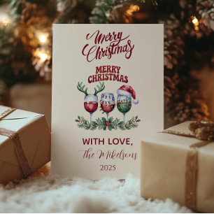 Cartão De Festividades Feliz Natal Vinho