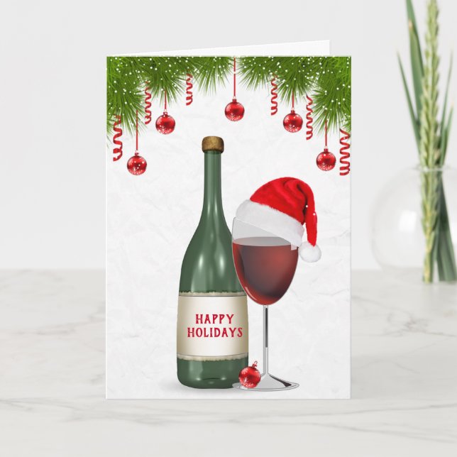 Cartão De Festividades Feliz Natal Vinho (Frente)