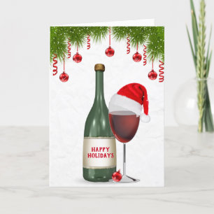 Cartão De Festividades Feliz Natal Vinho