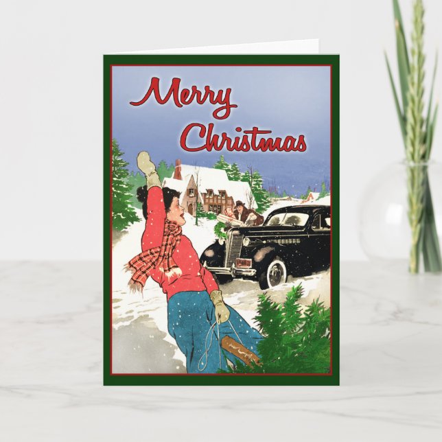 Cartão De Festividades Feliz Natal - Vintage anos 30 (Frente)