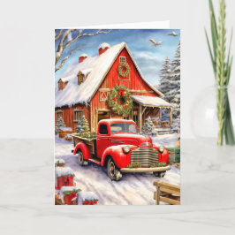 Cartão De Festividades Feliz Natal Vintage Country Farmhouse