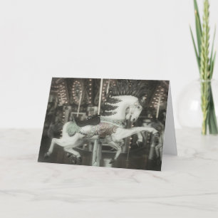 Cartão De Festividades Feliz Natal Vintage Horse Carrossel