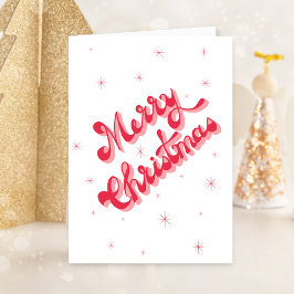 Cartão De Festividades Feliz Natal Vintage Retro Tipografia Vermelha