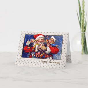 Cartão De Festividades Feliz Natal. Vintage Santa Claus