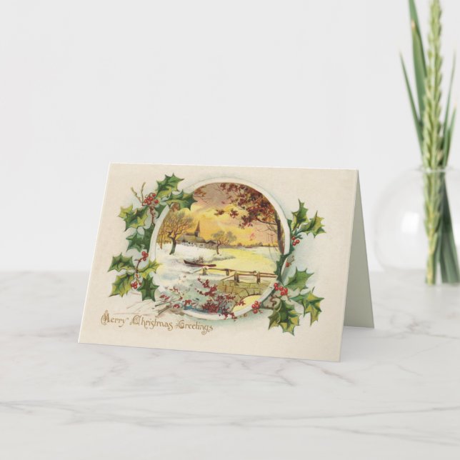 Cartão De Festividades Feliz Natal Vintage Vintage Scense (Frente)