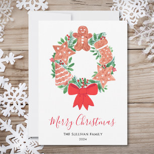 Cartão De Festividades Feliz Natal Watercolor Wreath