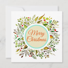 Cartão De Festividades Feliz Natal Watercolor Wreath Vibrant 2.0