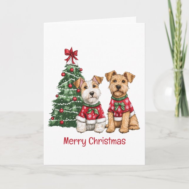 Cartão De Festividades Feliz Natal Welsh Wire Fox Terrier Dogs (Frente)