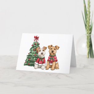 Cartão De Festividades Feliz Natal Welsh Wire Fox Terrier Dogs