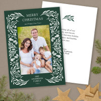 Feliz Natal White Greenery Foto de Mensagem