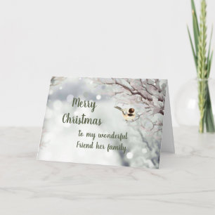 Cartão De Festividades Feliz Natal Winter Frost Bird Amigo e Família