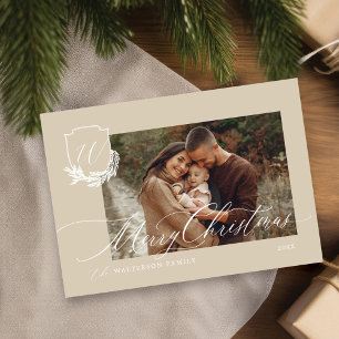Cartão De Festividades Feliz Natal Winter Garland Monograma Foto