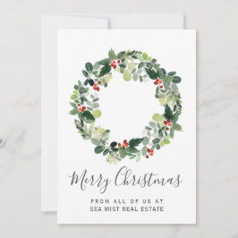 Cartão De Festividades Feliz Natal Wreath Corporate Card com logotipo
