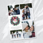 Cartão De Festividades Feliz Natal Wreath Photo Collage<br><div class="desc">Este belo cartão de férias pode ser personalizado com o seu nome de família e fotografias</div>