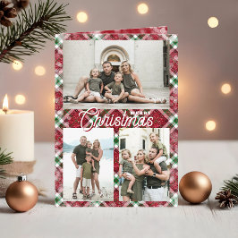 Cartão De Festividades Feliz Natal Xadrez 3 Fotos Dobrada