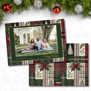 Cartão De Festividades Feliz Natal Xadrez Rústico Foto Personalizada