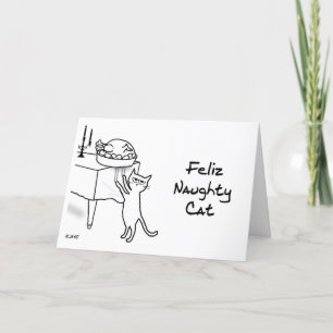 Cartão De Festividades Feliz Naughty Cat - Funny Cat Christmas Holiday