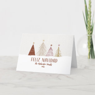 Cartão De Festividades Feliz Navidad Árvores Elegantes Neve Festiva Perso