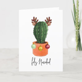 Cartão De Festividades Feliz Navidad Cacto de Natal Chifres
