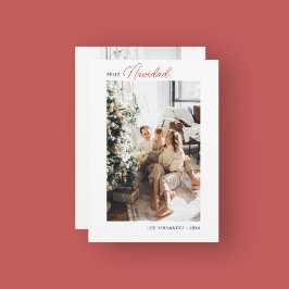 Cartão De Festividades Feliz Navidad Calliografia - Foto Vermelha