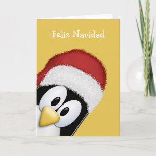 Cartão De Festividades Feliz Navidad Cute Penguin
