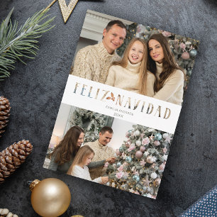 Cartão De Festividades Feliz Navidad Efeito de Papel Recortado Espanhol F