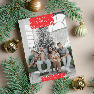 Cartão De Festividades Feliz Navidad Faixa Vermelha