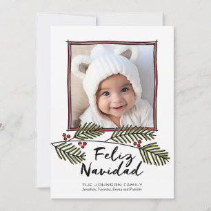 Cartão De Festividades Feliz Navidad - Feliz Foto de Natal com Ramificaç