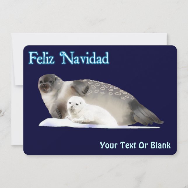 Cartão De Festividades Feliz Navidad - Foca Anelada (Frente)