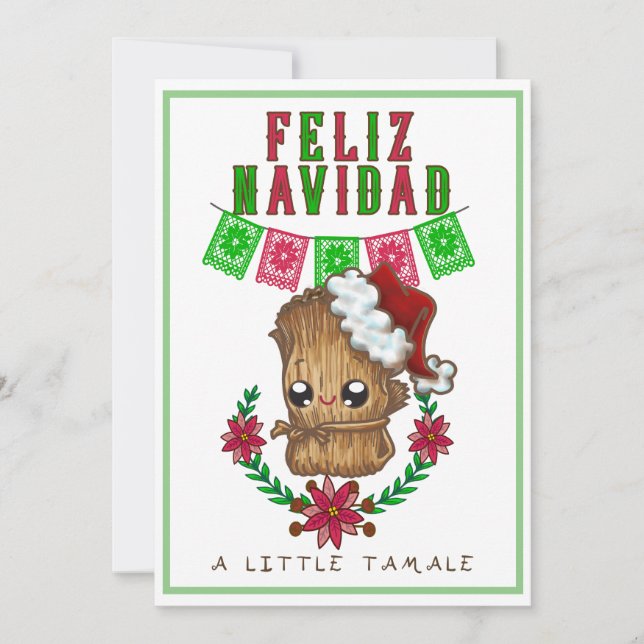Cartão De Festividades Feliz Navidad - Pequeno Tamale Texto Espanhol/Ingl (Frente)