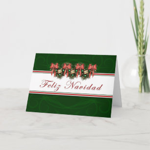Cartão De Festividades Feliz Navidad - Spanish Garland Red Bows Card