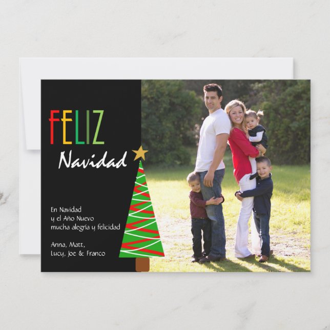 Cartão De Festividades Feliz Navidad Vistoso - foto espanhola do Natal (Frente)