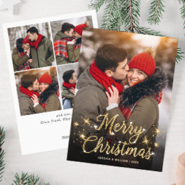 Cartão De Festividades Feliz Ouro de Natal Sparkle 5 FOTO Saudação