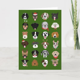 Cartão De Festividades Feliz Padrão de Rosto de Cachorro de Natal