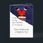 Cartão De Festividades Feliz Papai Noel Entrou Chimney Esperançoso Natal<br><div class="desc">Este cartão de saudação de Natal engraçado e bonito é perfeito para as festas de Natal deste ano. Apresenta um Papai Noel desenhado à mão, que ficou preso na Chaminé com o tema de precisar de uma festa e esperar um ano melhor e Feliz Natal, apesar de tudo. O esquema...</div>