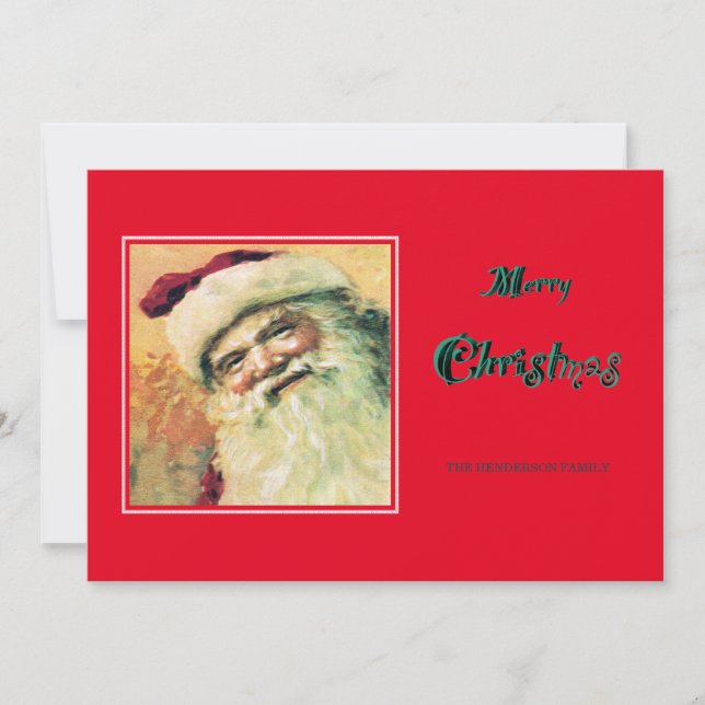 Cartão De Festividades Feliz Papai noel Feriado de Natal - Vermelho (Frente)
