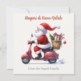 Cartão De Festividades Feliz Papai noel Patinete Itália Natal