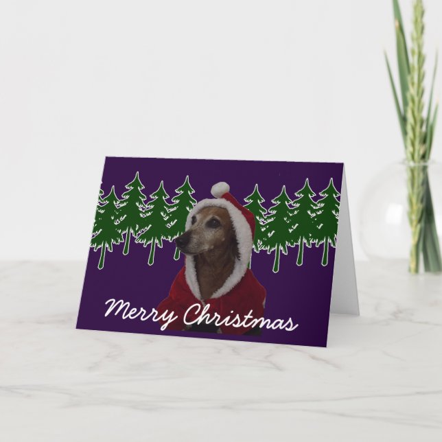 Cartão De Festividades Feliz Papais noeis de Natal Dachsund (Frente)