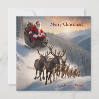 Cartão De Festividades Feliz Papais noeis de Natal e Reindeer