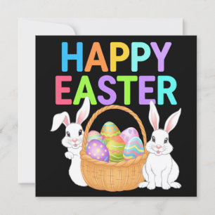 Cartão De Festividades Feliz Páscoa 2025  Ovos Coelho Bonito Coelho