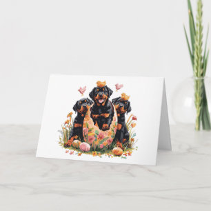 Cartão De Festividades Feliz Páscoa Cães Rottweiler