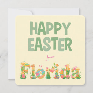 Cartão De Festividades Feliz Páscoa da Florida Pastel Flowers