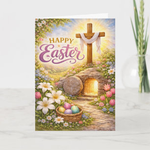 Cartão De Festividades Feliz Páscoa Ele Ressuscitou Ovos de Jardim