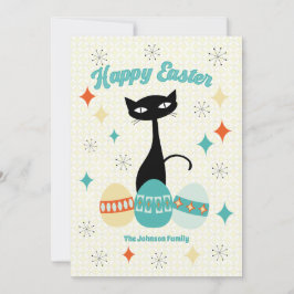 Cartão De Festividades Feliz Páscoa, Era Atômica, Gato Moderno de Meados