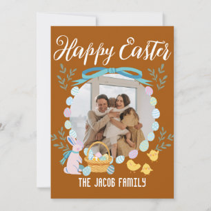 Cartão De Festividades Feliz Páscoa família,família do coelho da páscoa u