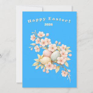 Cartão De Festividades Feliz Páscoa Floral Elegante Flor de Cerejeira Pas